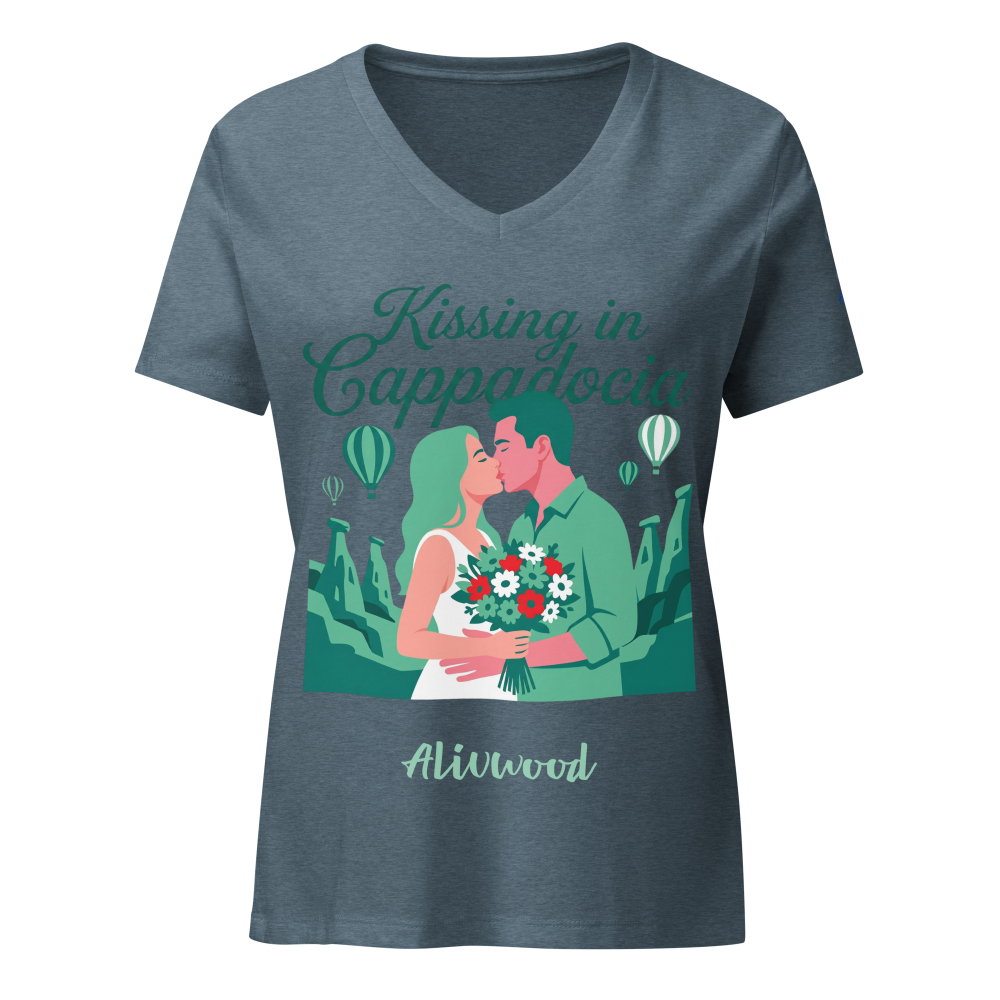 Kissing in Cappadocia Women’s relaxed v-neck t-shirt - Alivwood