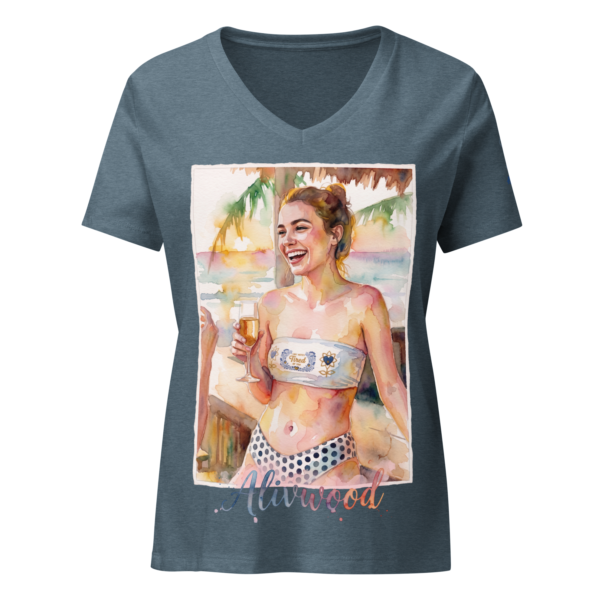 Girl Laughing at bar Women’s relaxed v-neck t-shirt - Alivwood