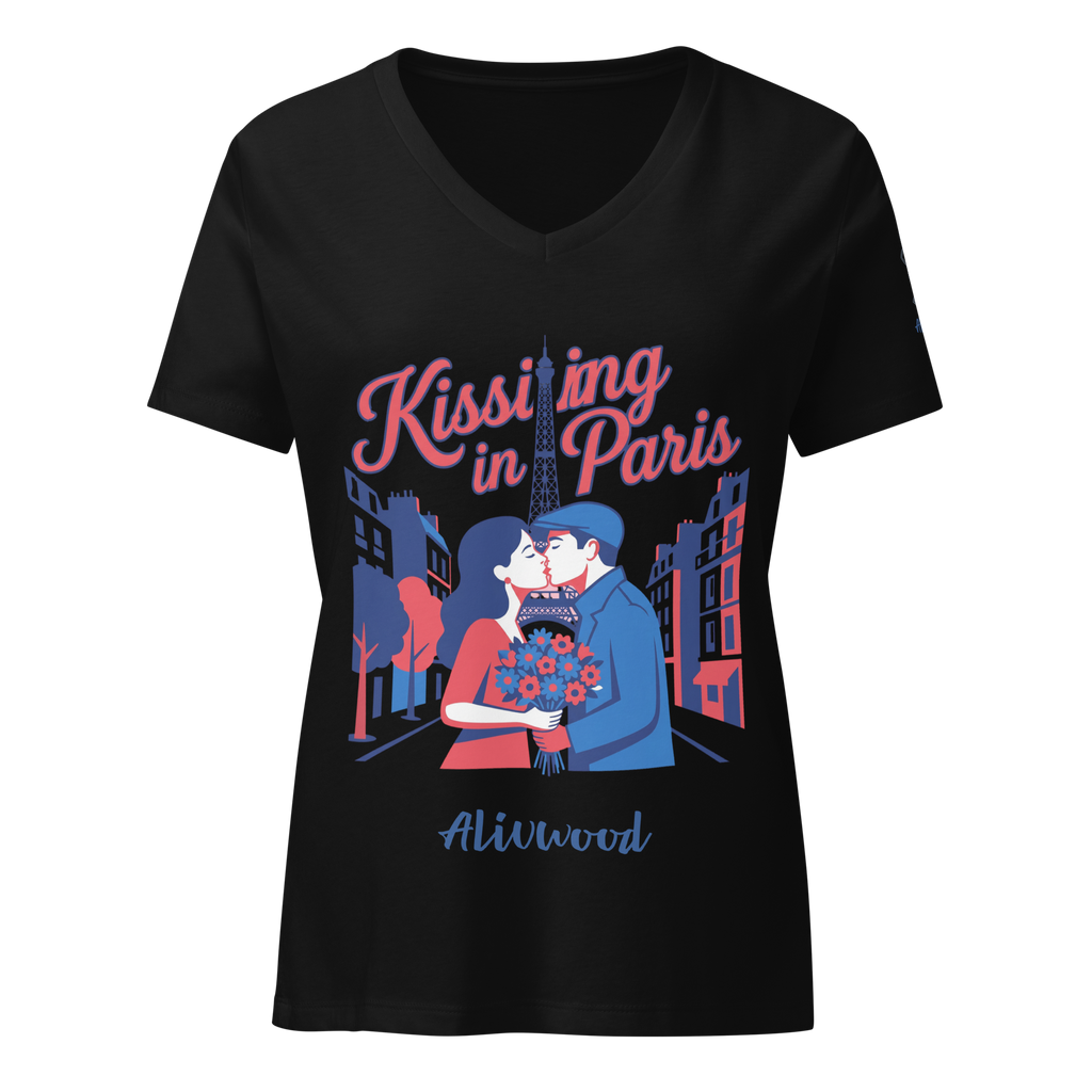 Kissing in Paris Women’s relaxed v-neck t-shirt - Alivwood