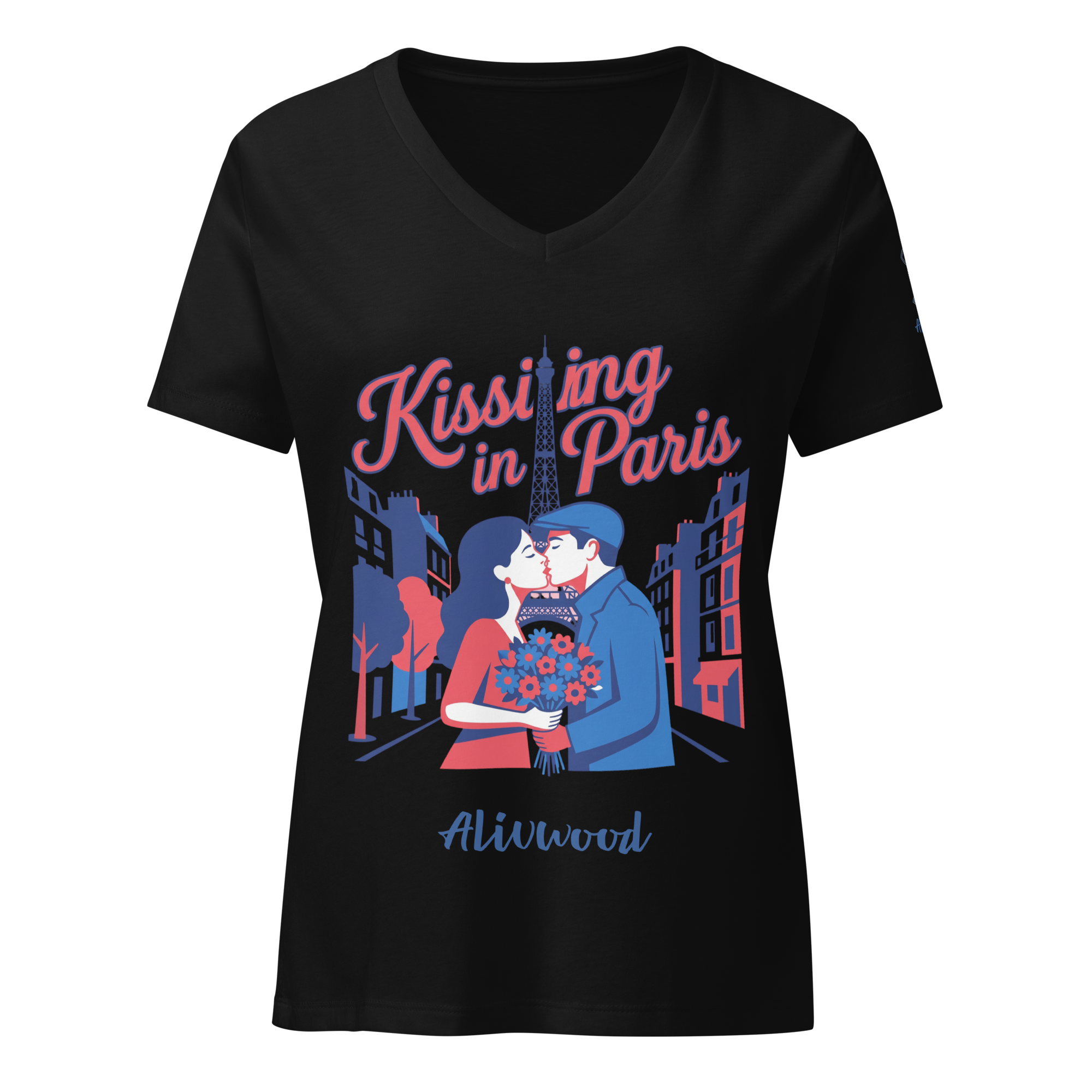 Kissing in Paris Women’s relaxed v-neck t-shirt - Alivwood