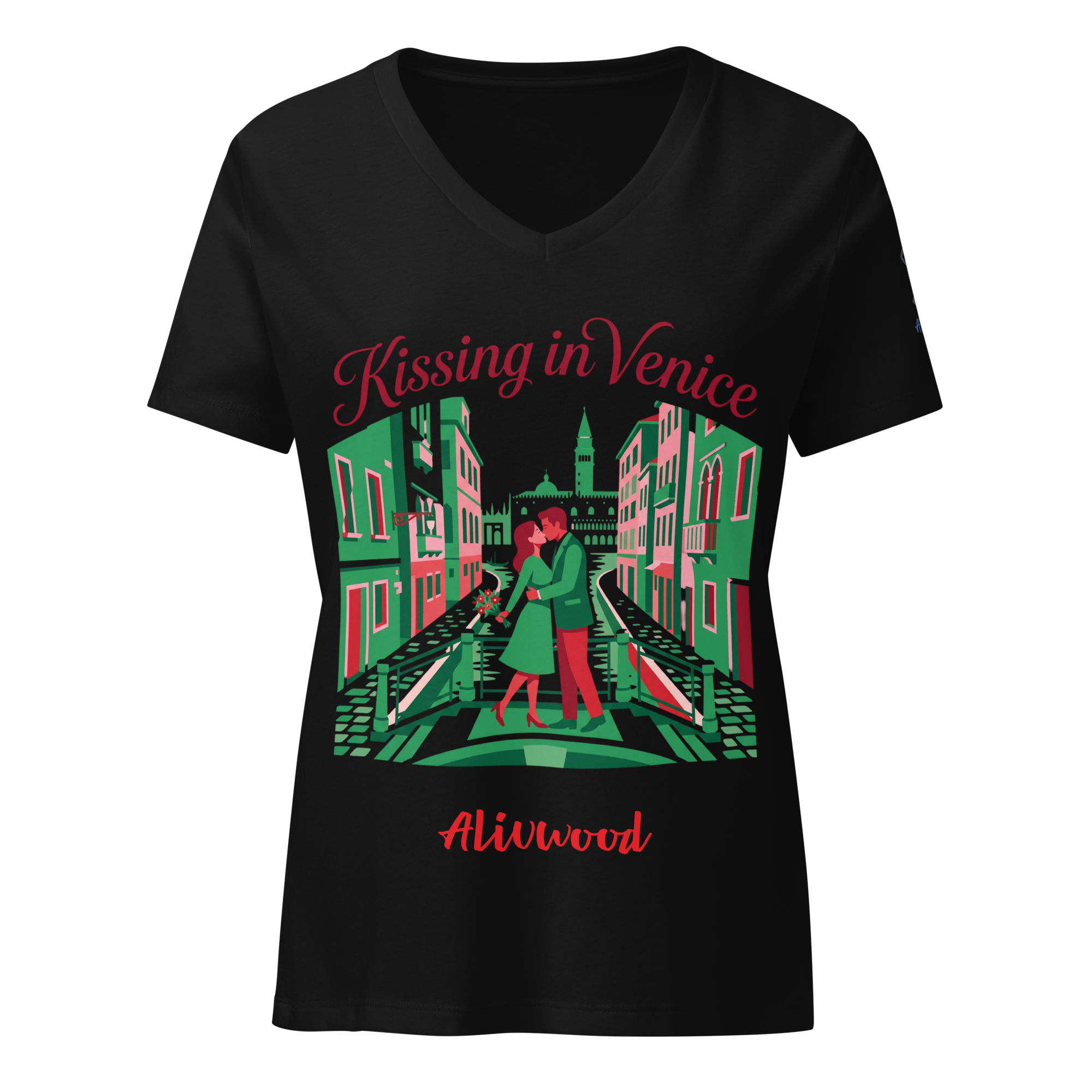 Kissing in Venice Women’s relaxed v-neck t-shirt - Alivwood