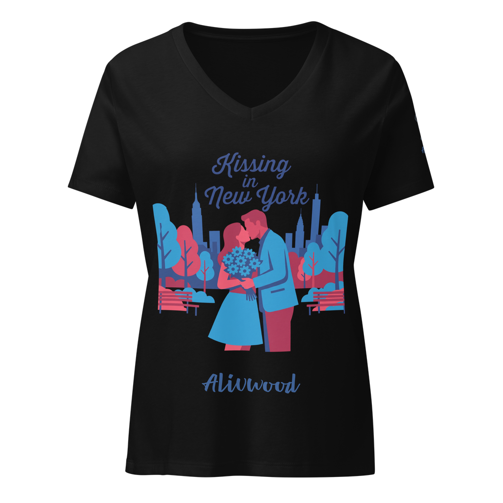 Kissing in New York Women’s relaxed v-neck t-shirt - Alivwood