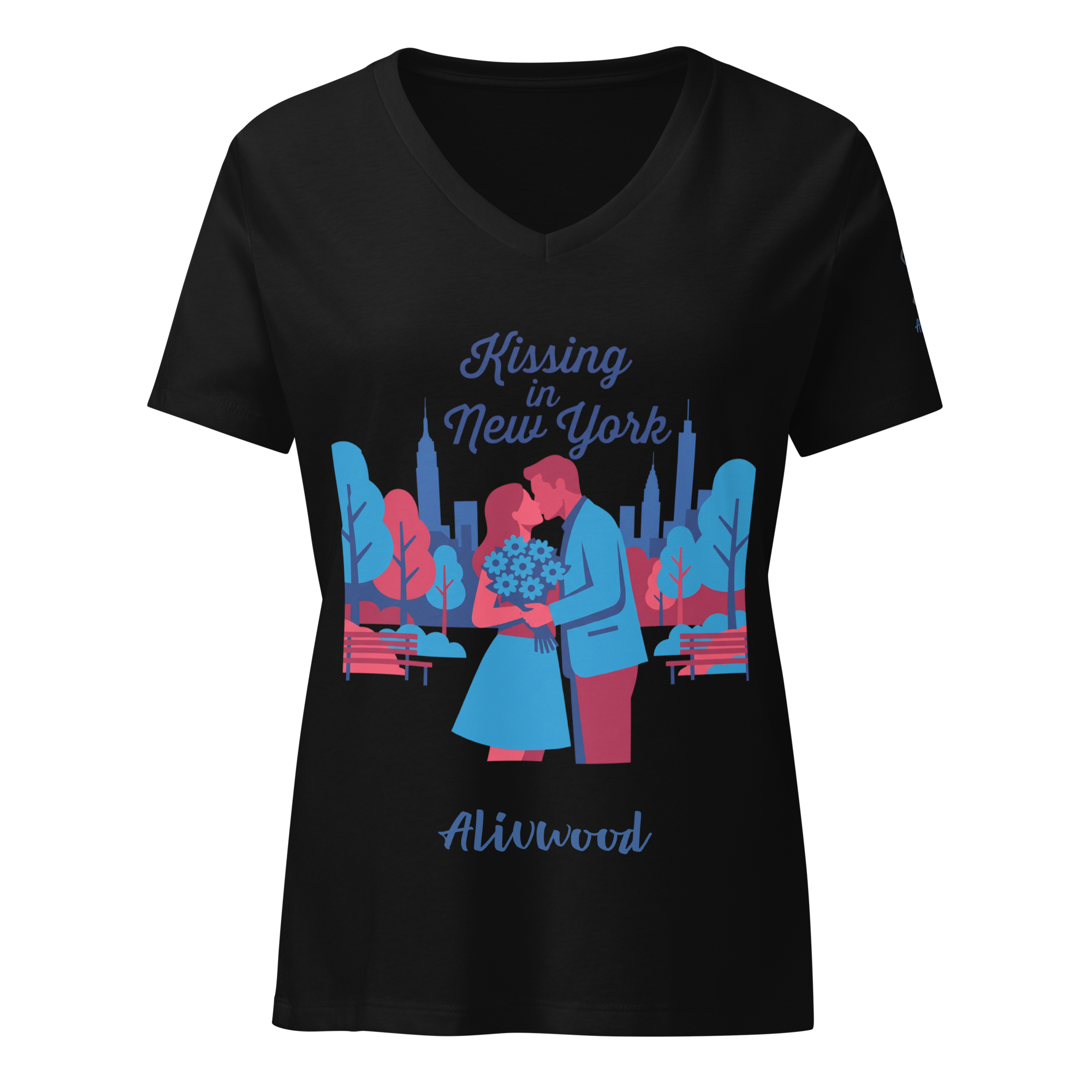 Kissing in New York Women’s relaxed v-neck t-shirt - Alivwood