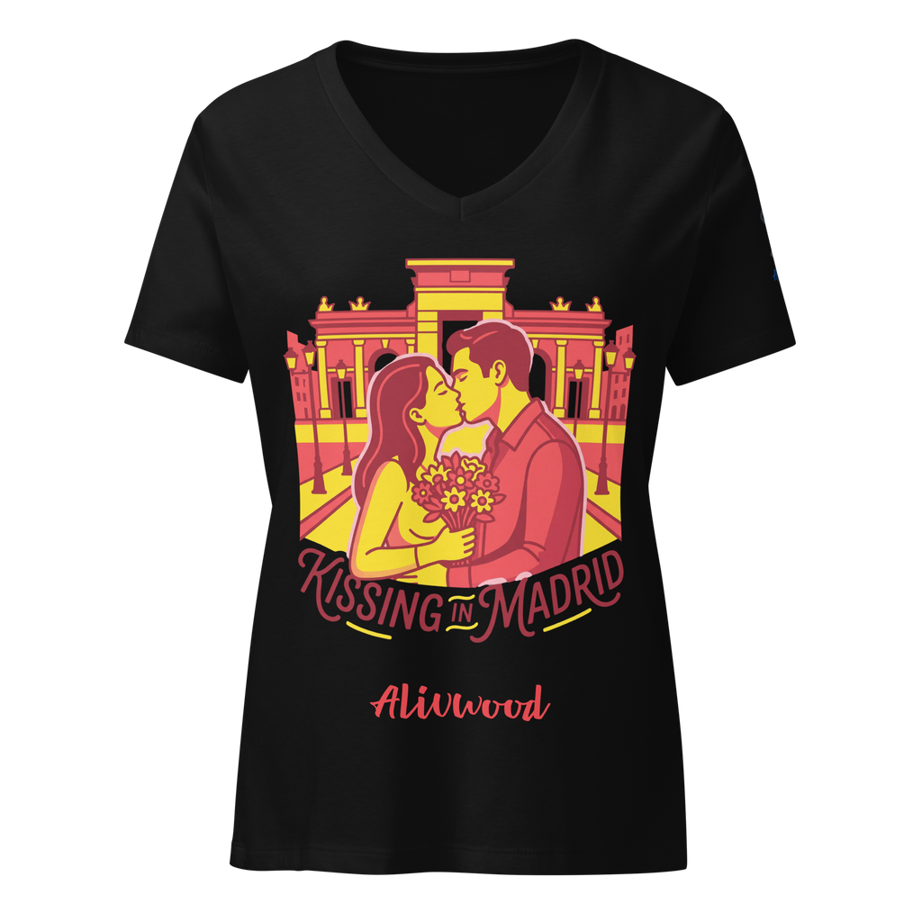 Kissing in Madrid Women’s relaxed v-neck t-shirt - Alivwood