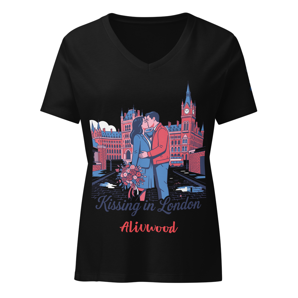Kissing in London Women’s relaxed v-neck t-shirt - Alivwood