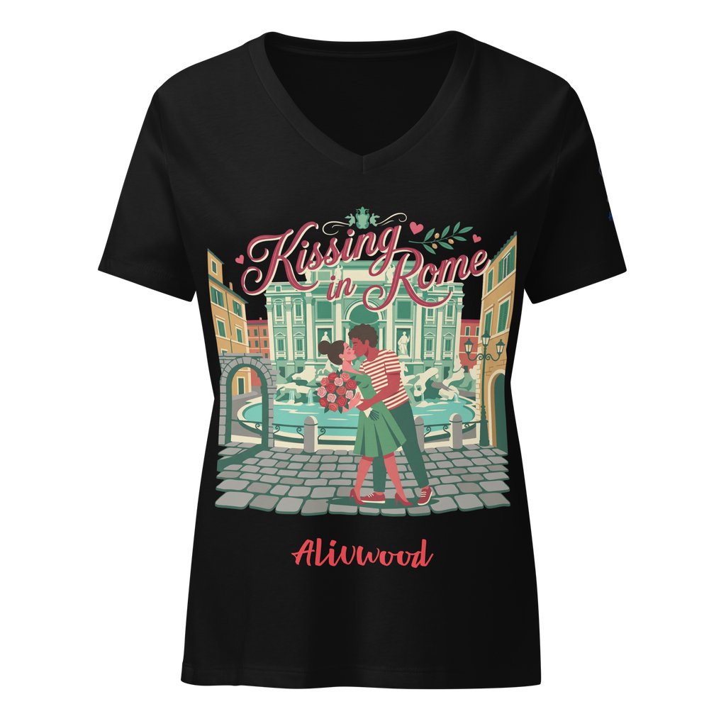 Kissing in Rome Women’s relaxed v-neck t-shirt - Alivwood