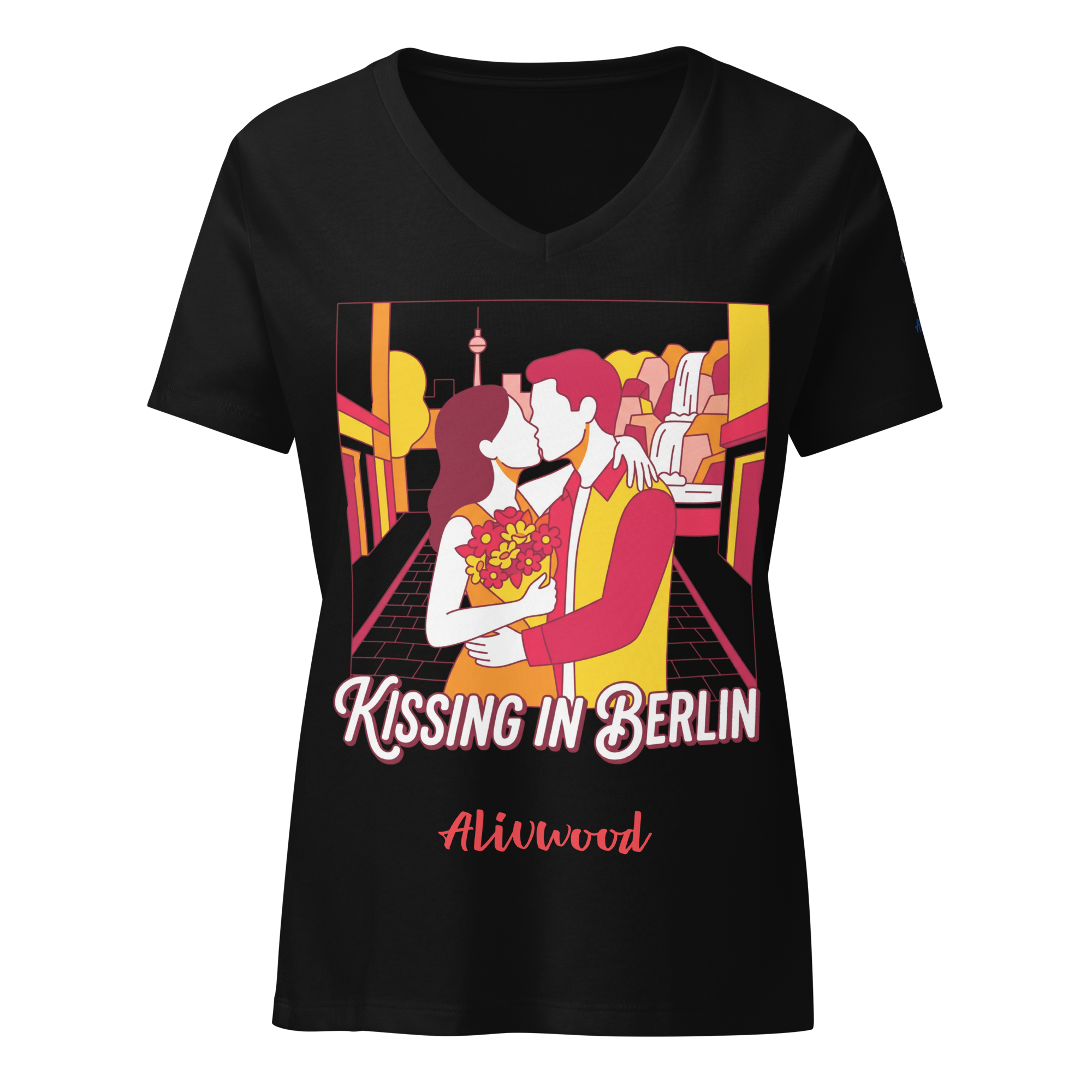 Kissing in Berlin Women’s relaxed v-neck t-shirt - Alivwood