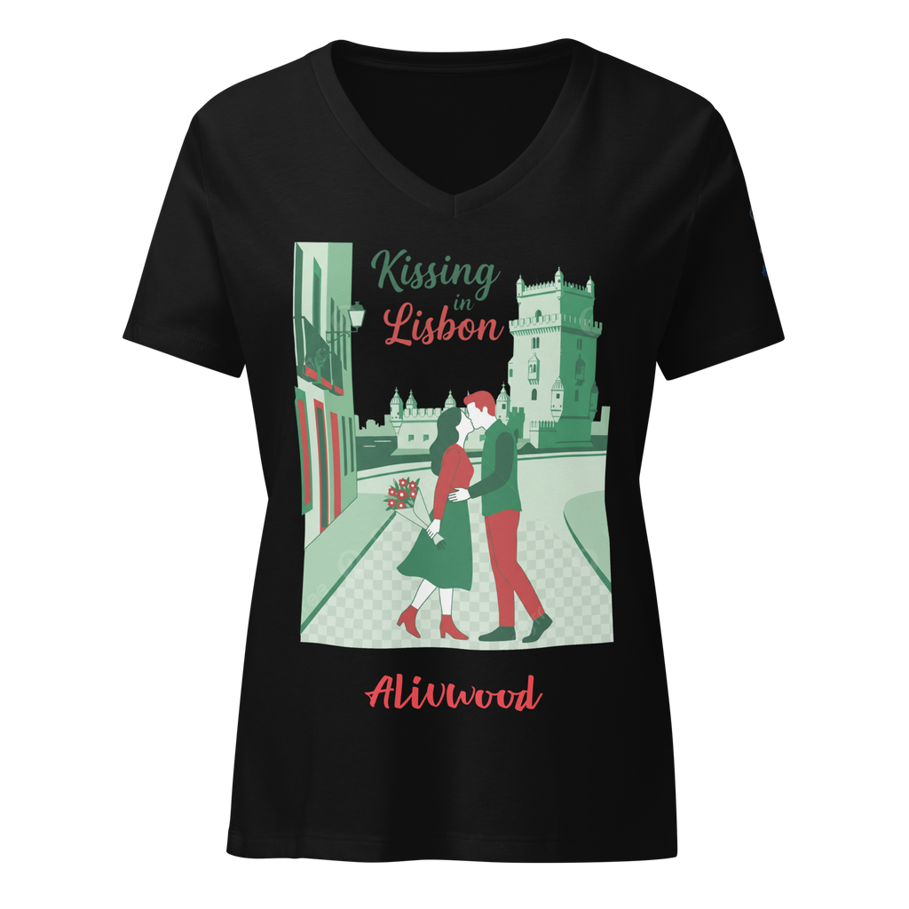 Kissing in Lisbon Women’s relaxed v-neck t-shirt - Alivwood