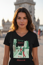Kissing in Lisbon Women’s relaxed v-neck t-shirt - Alivwood