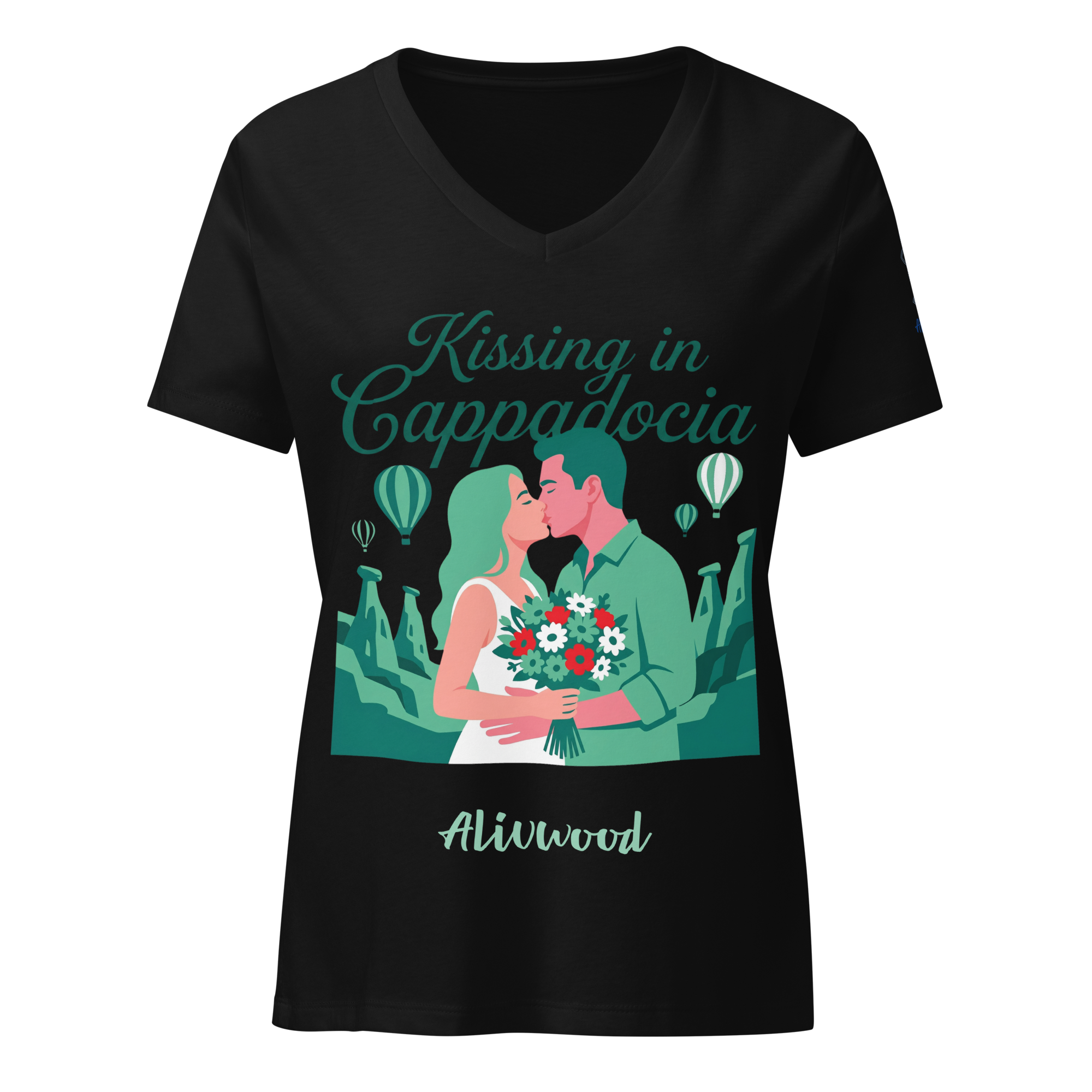 Kissing in Cappadocia Women’s relaxed v-neck t-shirt - Alivwood
