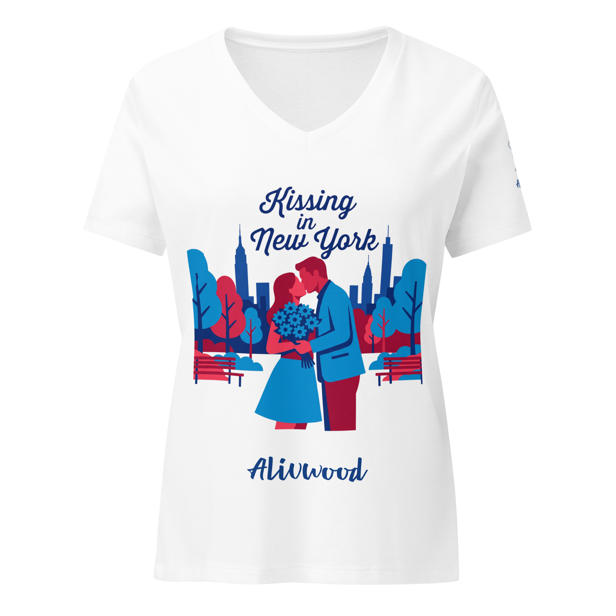 Kissing in New York Women’s relaxed v-neck t-shirt - Alivwood