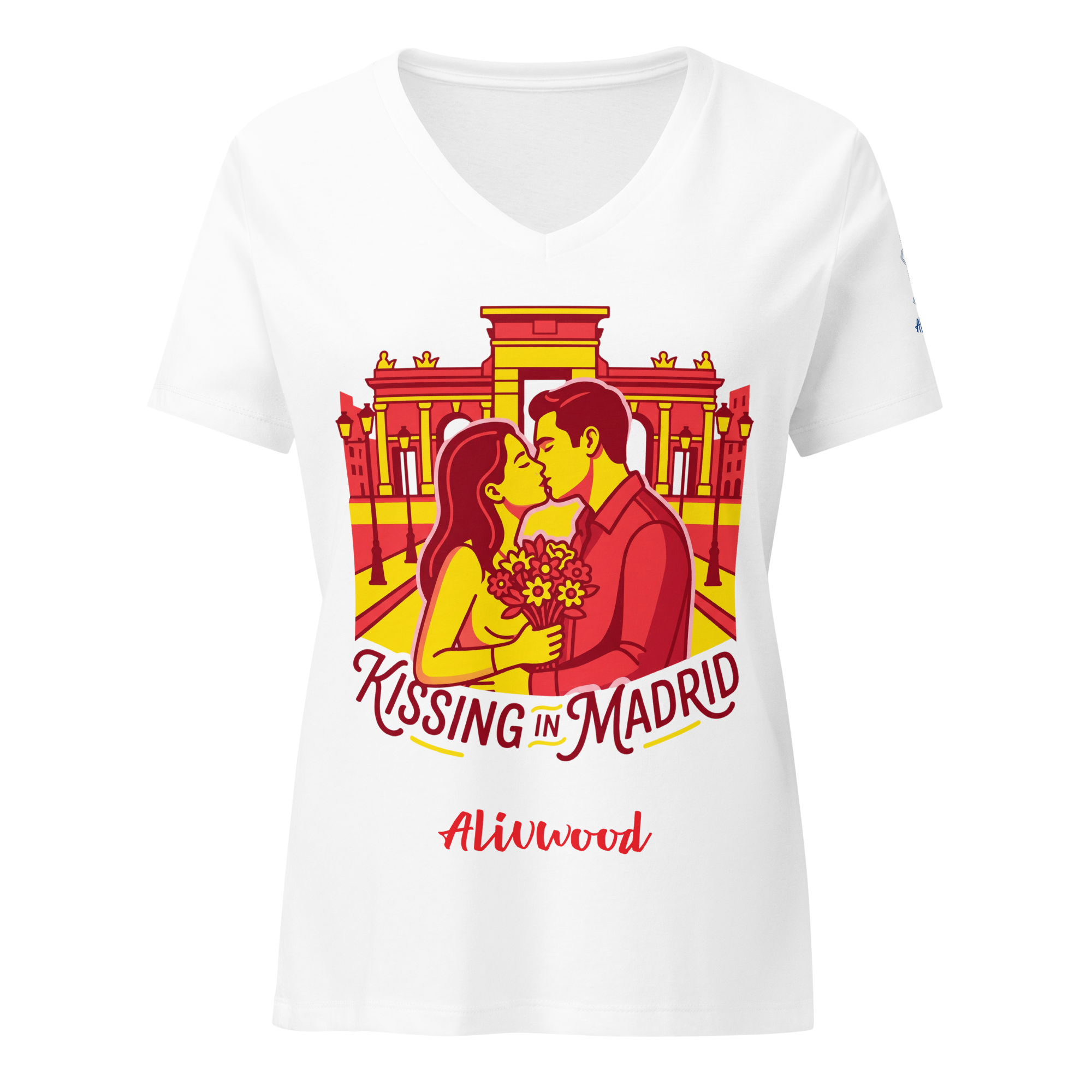 Kissing in Madrid Women’s relaxed v-neck t-shirt - Alivwood