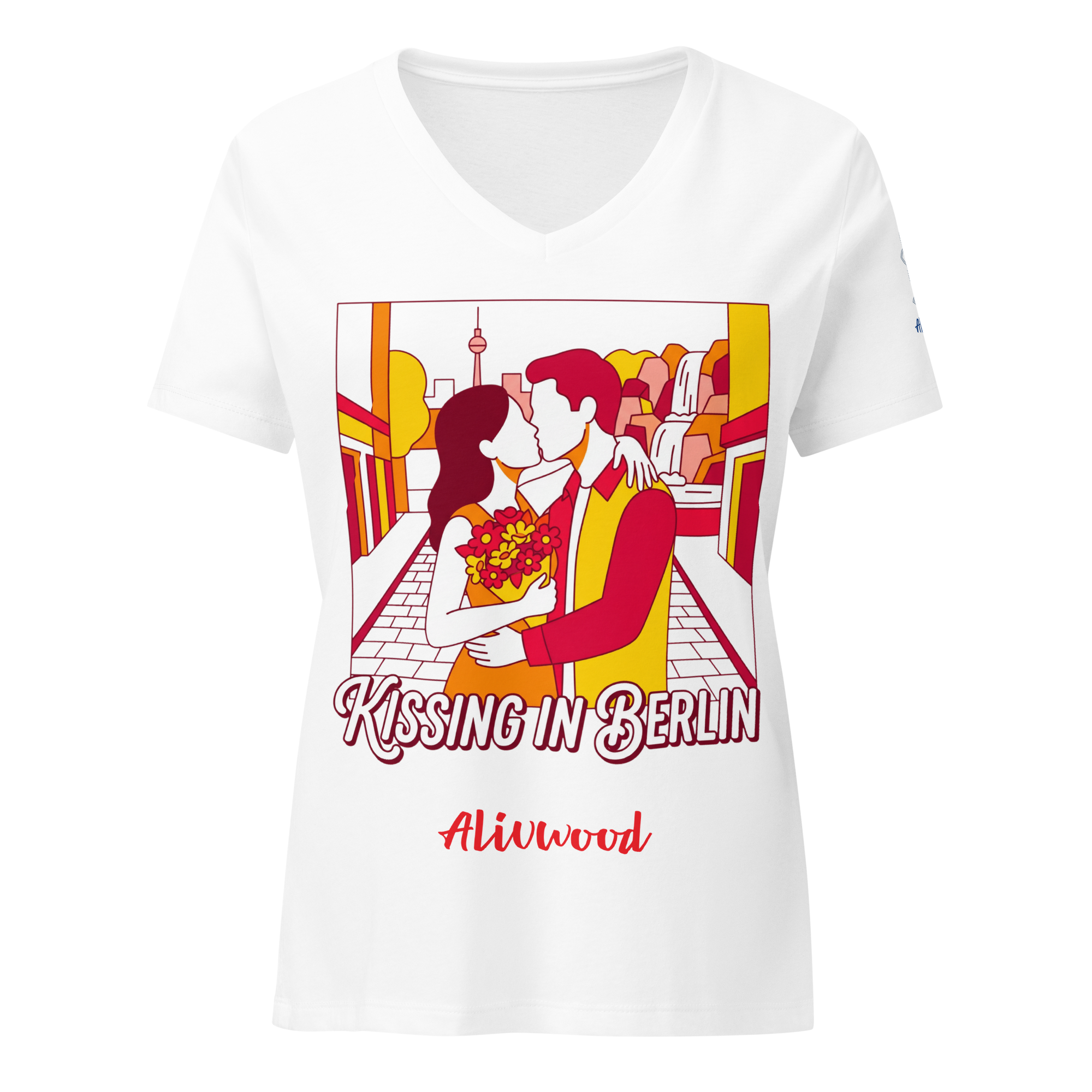 Kissing in Berlin Women’s relaxed v-neck t-shirt - Alivwood