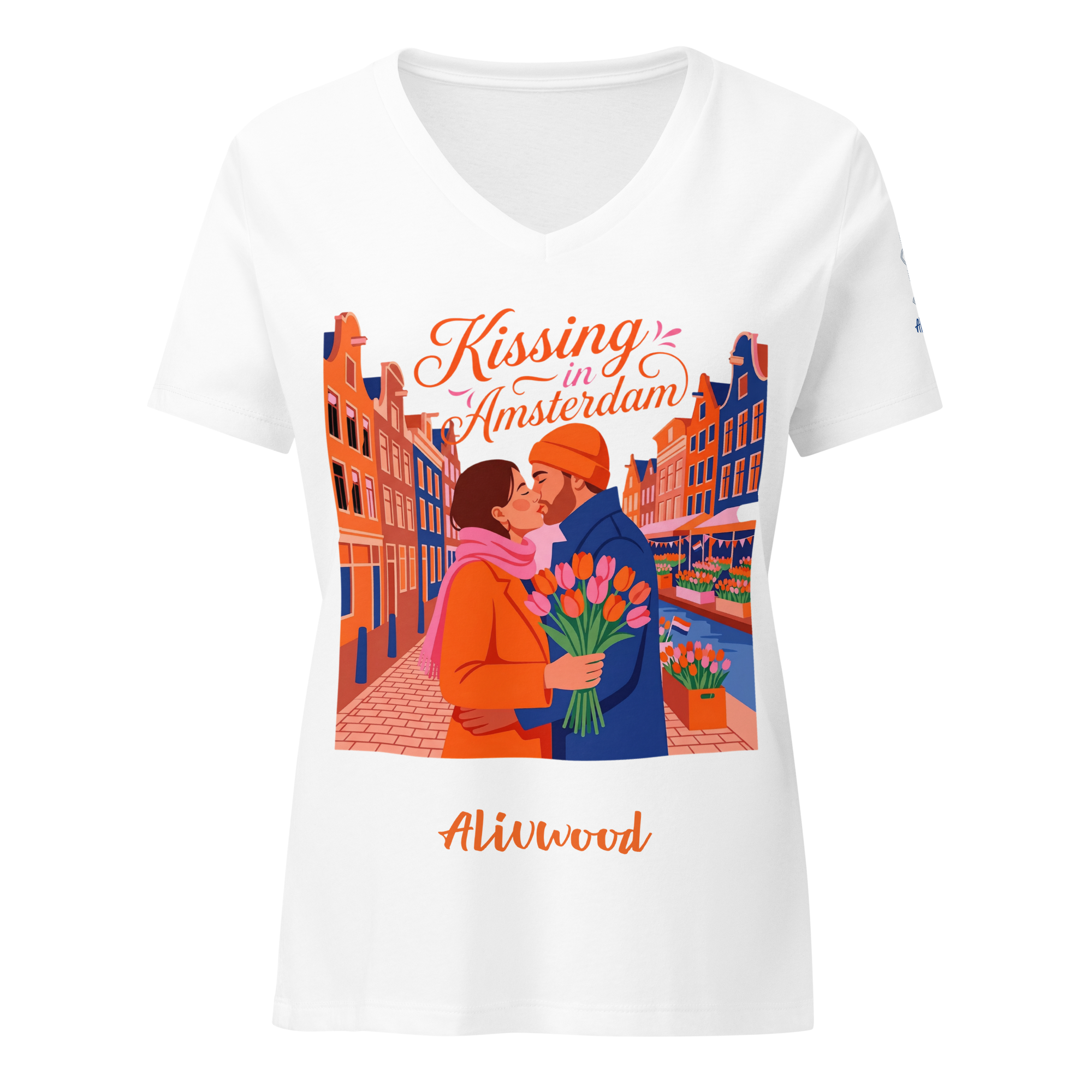 Kissing in Amsterdam Women’s relaxed v-neck t-shirt - Alivwood