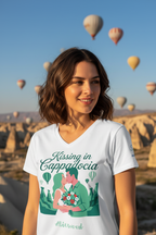 Kissing in Cappadocia Women’s relaxed v-neck t-shirt - Alivwood
