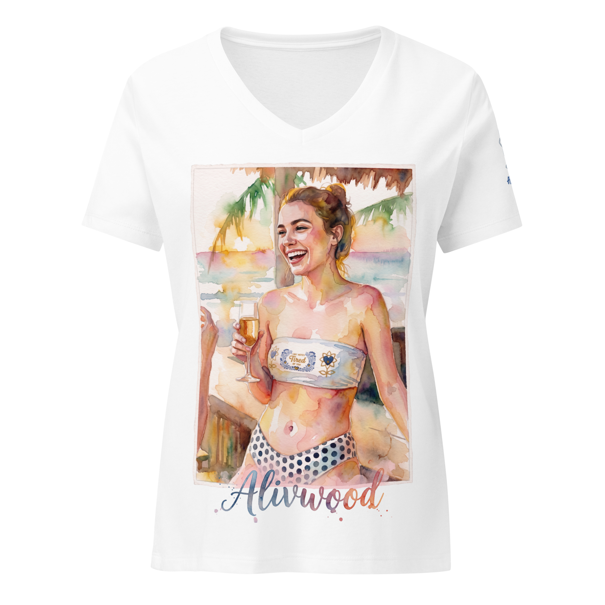 Girl Laughing at bar Women’s relaxed v-neck t-shirt - Alivwood