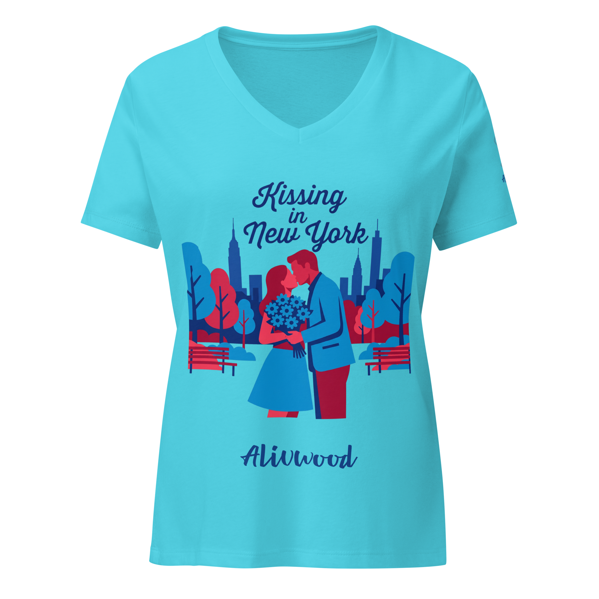 Kissing in New York Women’s relaxed v-neck t-shirt - Alivwood